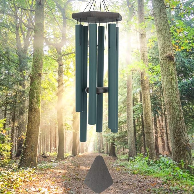 Sympathy Wind Chimes Outdoor Deep Tone,36Inch Melody Wind Chimes Large with 6 Heavy Tubes Tuned Bass Tone,Memorial Windchimes Personalized for Mother Father,Garden Decor Chime,Forest Green-Ruum Studio Home