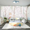 WFBHUA-Kids Tree Wallpaper Cute Animals Plants Bird Wall Decor Mural for Nursery Boys Girls Bedroom Room (Not Peel and Stick)-Ruum Studio Home