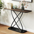 BECHAEO Farmhouse Narrow Console Table for Living Room, 47.4" Rustic Narrow Entryway Table, Sofa Tables Behind The Couch, Industrial Wooden Accent Tables for Hallway, Foyer Walnut-Ruum Studio Home