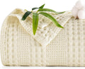 PHF Cooling Waffle Blanket King Size, Lightweight 60% Rayon Derived from Bamboo & 40& Cotton Breathable Blanket for Hot Sleepers, Soft and Luxury for Bed Couch and Sofa, 104"x90", Ivory-Ruum Studio Home