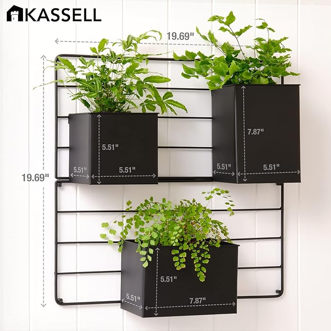KASSELL Vertical Garden Wall Planter. Wall Mounted for Indoor Outdoor. All Metal Black Vertical Planter with No Assembly Required. Planter for Indoor Plants Flowers, Herbs, Succulents and Plants-Ruum Studio Home