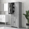 72.2" Tall Storage Cabinet with 4 Doors and Drawer, Freestanding Linen Cabinet, Wooden Pantry with Adjustable Shelf for Kitchen, Bathroom, Living Room, Grey-Ruum Studio Home