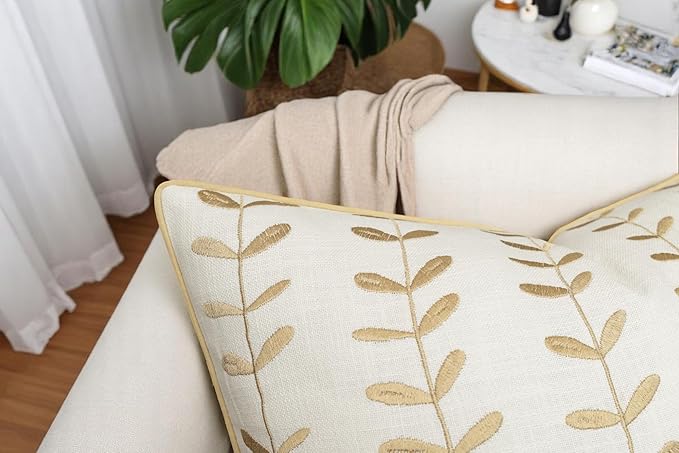 VAGMINE Embroidered Lollipop Pillow Cover - 18x18 Inches Square - 100% Cotton Ivory Decorative Cushion Cover - Sophisticated Embroidery - Neutral Aesthetic for Sofa, Couch, Bed, Living Room-Ruum Studio Home