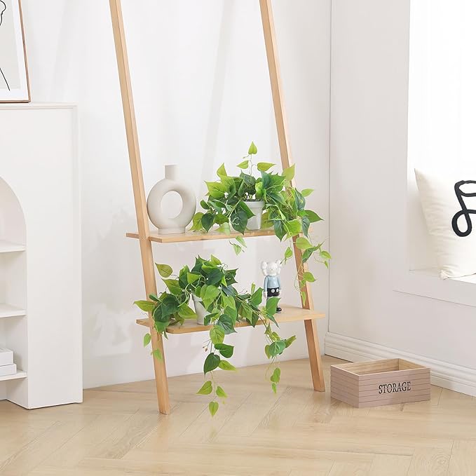 Tiita 2 Pack Fake Plants Artificial Scindapsus Aureus in Pots, Realistic Fake Greenery Potted Plants for Home Office Desk Window Sill Bathroom Bedroom Outdoor Indoor-Ruum Studio Home