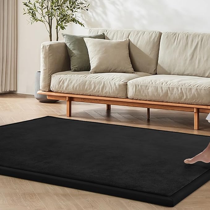 Baby Play Mat 1.2" Thick Memory Foam Nursery Rug Area Rug, 4’11” X 3’28” Yoga Mat Playmat Crawling Mat for Baby,Toddlers, Infants, Kids,Floor Mat Tatami Mat for Living Room(Black)-Ruum Studio Home