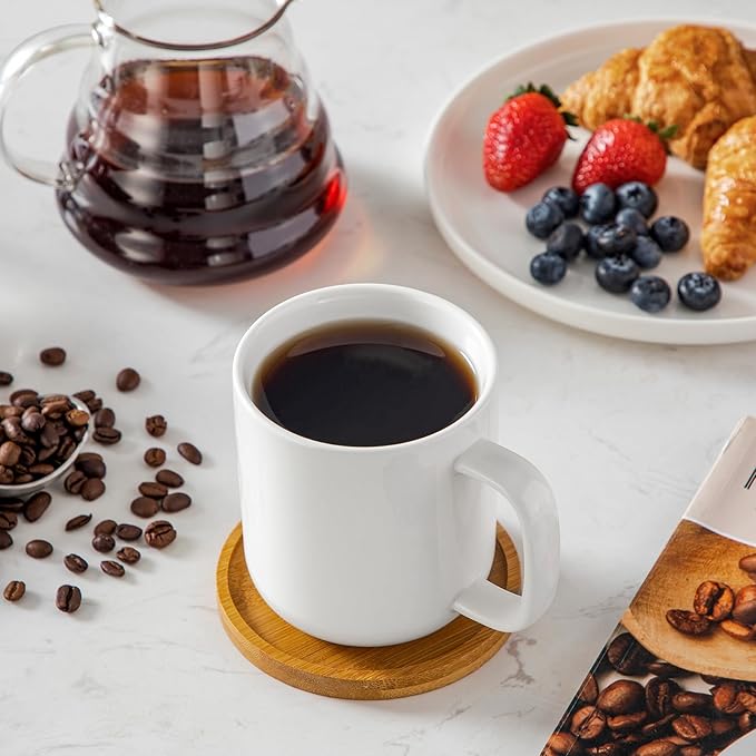 vancasso Porcelain Coffee Mugs Set, 16 oz Ceramic Coffee Cups for Americano Hot Tea Iced Coffee Cold Brew Cocoa Milk Mugs Set of 6, Dishwasher & Microwave Safe, White-Ruum Studio Home