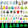 72 Pcs Halloween Mini Resin Animals Figures Kit - Luminous Tiny Resin Figurines Accessories, Glow in The Dark Miniature Ghost Figurines for Halloween Party, Micro Landscape, Tabletop Decor-Ruum Studio Home