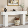 63 Inch Long Console Table for Entryway, Farmhouse Wood Rectangular Sofa Table Behind Couch Table, Narrow Entryway Table for Living Room, Entrance, Hallway, Foyer, Easy Assembly (Classic White)-Ruum Studio Home