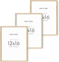 HAUS AND HUES Beige Wood Oak 12x16 Picture Frame, Set of 3 - Modern Wood Wall Art Display - Lightweight 12x16 Frame Set of 3 for Art Prints, Photos, Posters - Ready-to-Hang Vertically & Horizontally-Ruum Studio Home