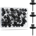 KURUI 60Pcs Double Headed Nails for Hanging Pictures, Renter Friendly Decor Pictures Hanging Kit, Wall Hangers for Bathroom Living Room Office, Push Pins for Tapestry Frame Art, Wall Mount-Black-Ruum Studio Home