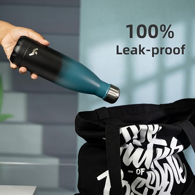 Insulated Water Bottles,12 oz Double Wall Stainless Steel Vacumm Metal Flask for Sports Travel,Indigo Black-Ruum Studio Home