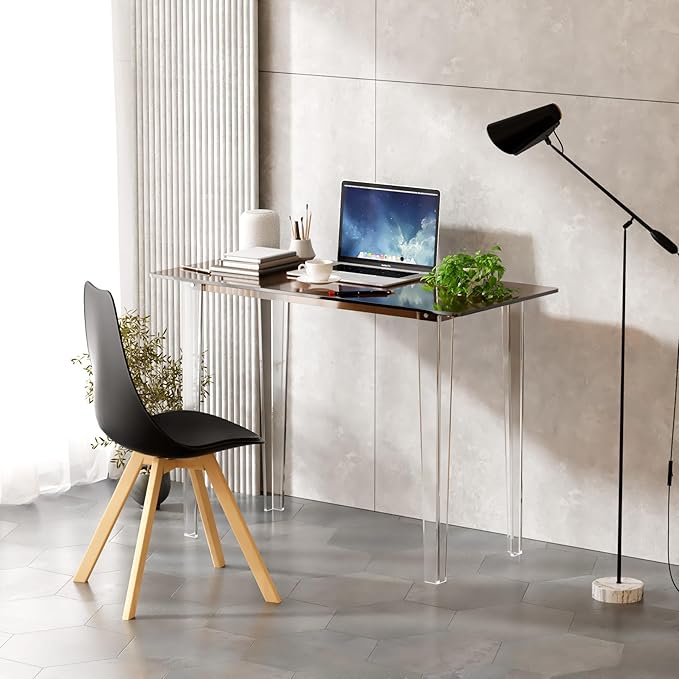 Acrylic Desk, Modern Study Table for Home Office - Extended Surface Multi-Purpose Console & Entryway Table, Sturdy Lightweight Design (42.5-inch, Yellowtea)-Ruum Studio Home