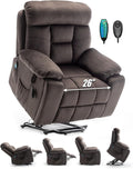 Large Power Lift Chairs Recliners for Elderly with Heated and Massage, Lazy Boy Recliner Chair with 26in Extra Wide Seat, Hidden Cup Holder, Side Pocket-Ruum Studio Home