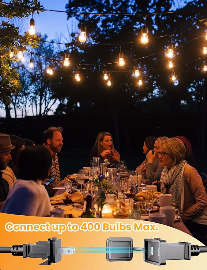 Svater Outdoor String Lights Led 105FT, Commercial Grade Patio Lights with 1W Dimmable S14 Shatterproof Bulbs, ETL Listed Heavy-Duty Outside Waterproof Cafe Bistro Market Lighting Warm White-Ruum Studio Home