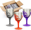 Dandat 24 Pcs Halloween Skeleton Hand Goblets 12oz Clear Plastic Halloween Cups Skull Wine Glass Set for Creepy Spooky Party Decorations(Black, Purple, Orange, Gray)-Ruum Studio Home