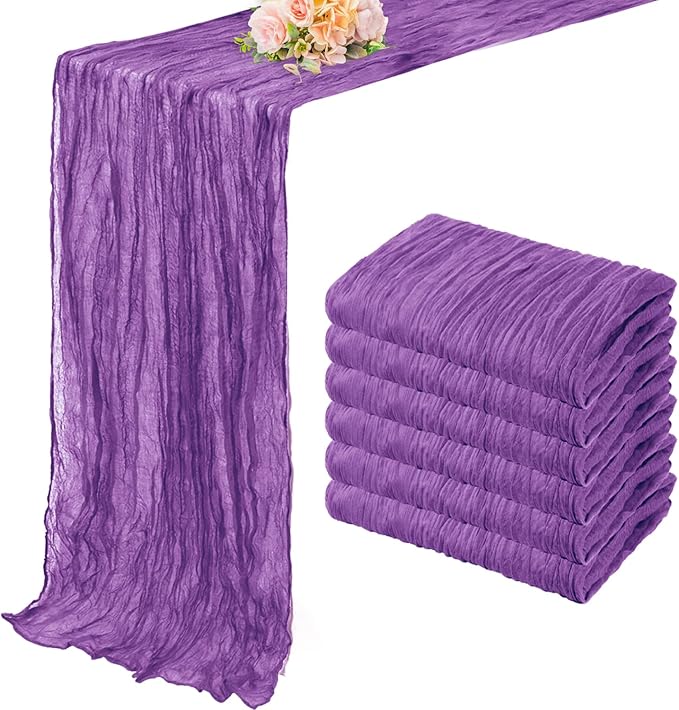6 Pack Purple Cheesecloth Table Runner 10FT Boho Fabric Rustic Cheese Cloth Table Runner for Wedding Bridal Shower Baby Shower Gauze Sheer Birthday Party Table Decorations 20 x 120 Inch Long-Ruum Studio Home