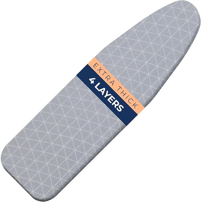 Happhom 13 x 43 Ironing Board Cover and Pad Extra Thick Heavy Duty Padded with Extra White Superior Felt Scorch and Stain Resistant with Elasticized Edges, Compatible with 12"-14" Wide 42"-44" Length-Ruum Studio Home