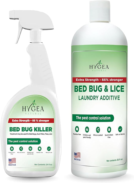 Bed Bug & Lice Extra Strength Elimination Duo - Includes 24 oz Lice & Bed Bug Spray & 32 oz Laundry Additive - environmentally responsible Formula - Pest Control for Home & Travel-Ruum Studio Home