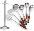 Cooking Utensils Set,7pcs 304 Stainless Steel Kitchen Utensils Set with Holder,Heat Resistant Wooden Handle Kitchen Tools-Ruum Studio Home
