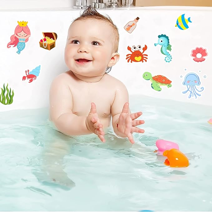 Sea Animals Gel Clings for Kids, 21PCS Thick Vinyl Decals, Cartoon Animal Stickers for Classroom, Home, Nursery, Airplane Birthday Party Supplies, Reusable, Water Resistant, Indoor Usage-Ruum Studio Home