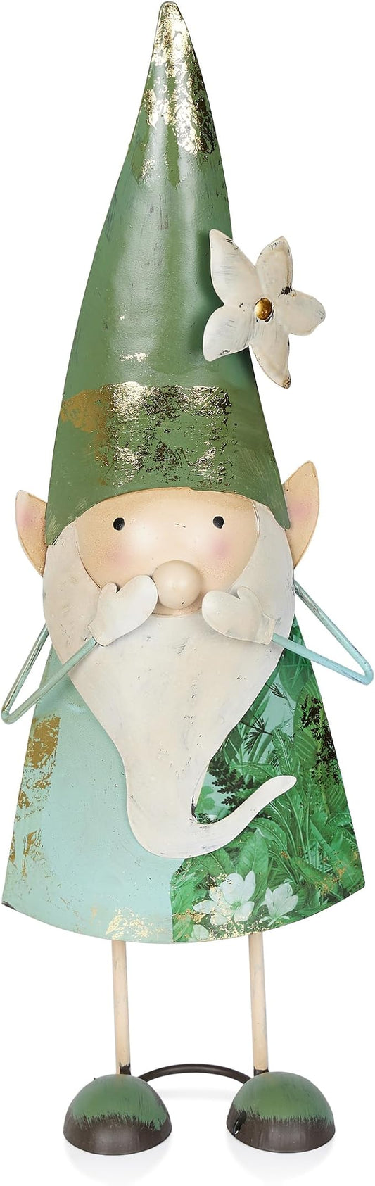 Alpine Corporation - 18" Tall Outdoor Garden Gnome Yard Decoration - Metal Statue with Speak No Evil Expression - Durable, Weatherproof Lawn Sculpture for Patio, Deck, Yard-Ruum Studio Home