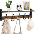 Homode Rustic Brown Wall Mount Coat Rack with Shelf and 5 Tri Hooks, Wood Coat Hangers for Hanging Hat, Towel, Purse, Jacket-Ruum Studio Home