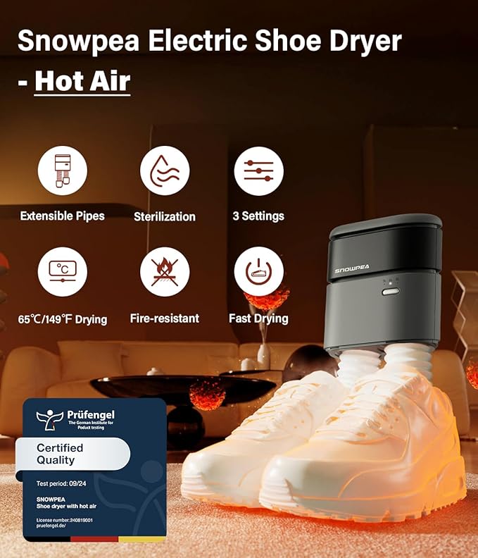 Snowpea Shoe Dryer with Heat Blower Ski Boots Dryer with Fan Heater Snow Boots Dryer Sneaker Dryer for Work Boots with 3/6/9 Hours Timer-Ruum Studio Home