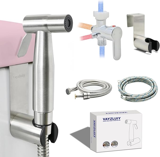 Handheld Bidet Sprayer for Toilet - Bidets for Existing Toilets Adjustable Water Pressure with Bidet Hose for Feminine Wash, Stainless Steel Muslim Shower Jet Spray for Toilet (Warm and Cold)-Ruum Studio Home