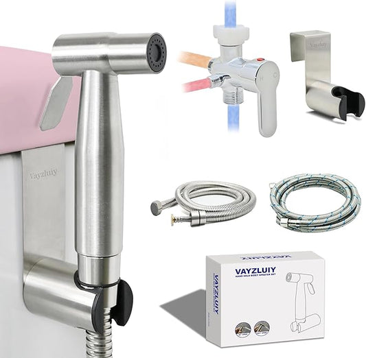 Handheld Bidet Sprayer for Toilet - Bidets for Existing Toilets Adjustable Water Pressure with Bidet Hose for Feminine Wash, Stainless Steel Muslim Shower Jet Spray for Toilet (Warm and Cold)-Ruum Studio Home