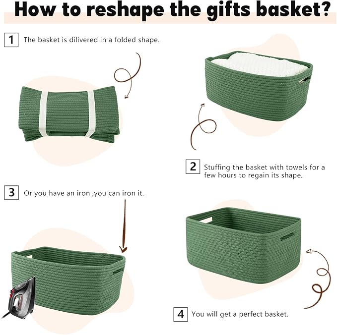 OIAHOMY Storage Basket for Shelves, Closet Cube Storage Bins Baskets for Clothes Blanket Towels, Baby Nursery, Toy Baskets Box, Woven Rope Basket, 17.72*12.99*7.87 IN, 2 Packs Olive Green-Ruum Studio Home