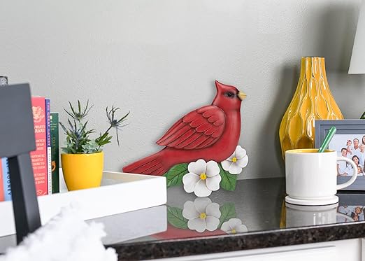 NAT & Jules Animal Character Shaped Dimensional Indoor Outdoor 11 inch Cast Resin Decorative Garden Stepping Stone, Patio, Walkway Sculpture Yard Art, Cardinal Red-Ruum Studio Home