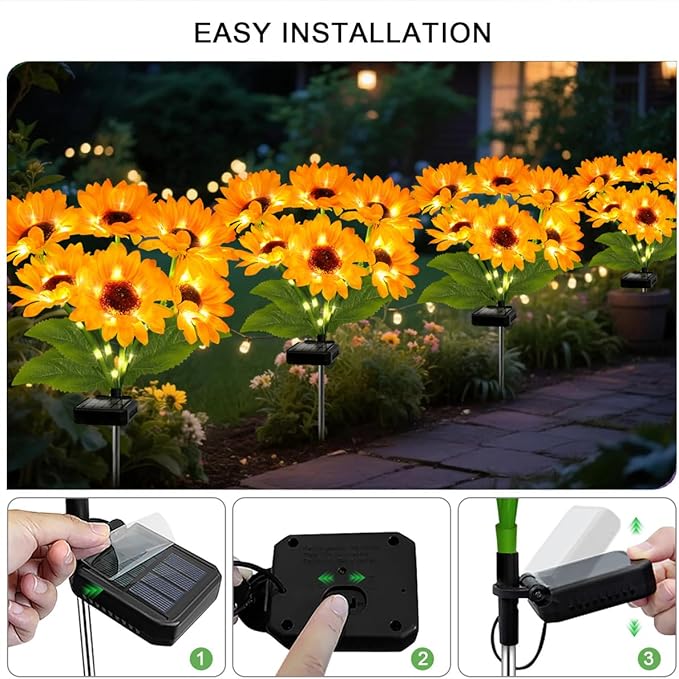 Solar Sunflower Lights 6 Pack with 36 Sunflower Solar Lights Outdoor Garden Decor Birthday Gift for Mom Women Grandma,Waterproof Solar Flower Garden Stake Lights for Yard Landscape Patio Lawn Pathway-Ruum Studio Home
