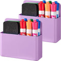 BEYGORM 2 Pack Plastics Magnetic Pen Holder for Refrigerator, Dry Erase Marker Holder for Whiteboard，Magnet School Locker Organizer Accessories, Pencil Cup, Pen Caddy, Classroom Organization(Purple)-Ruum Studio Home