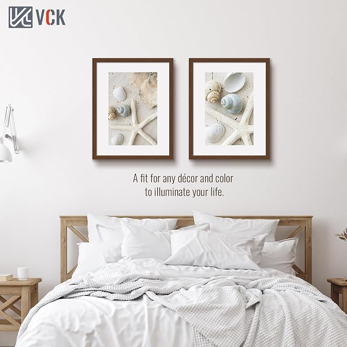 VCK 22x28 Picture Frame 3 Pack, Brown Wood Poster Frame with Exclusive Wood Grain, Wall Mounting Hanging-Ruum Studio Home