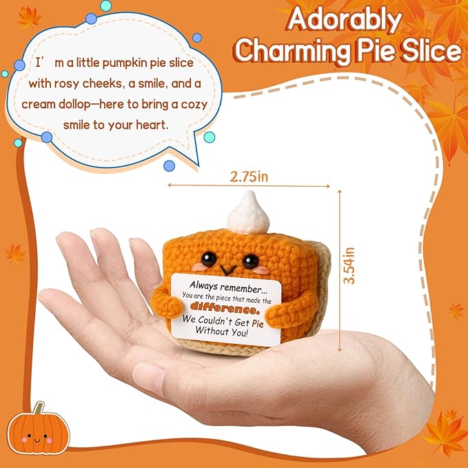 Crochet Appreciation Pumpkin Pie - Farewell Gifts for Coworkers, Bosses, Employees, Volunteers, Teachers, Mini Fall Office Decor for Leaving, Going Away, New Beginning, Retirement, Thank You-Ruum Studio Home