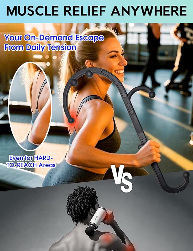 Deep Tissue Massage Cane - Handheld Back & Neck Massager for Muscle Pain Relief, Trigger Point Therapy, Shoulder Knot Remover - Muscle Relaxation Tool for Home Office Travel - Self Massage Stick-Ruum Studio Home