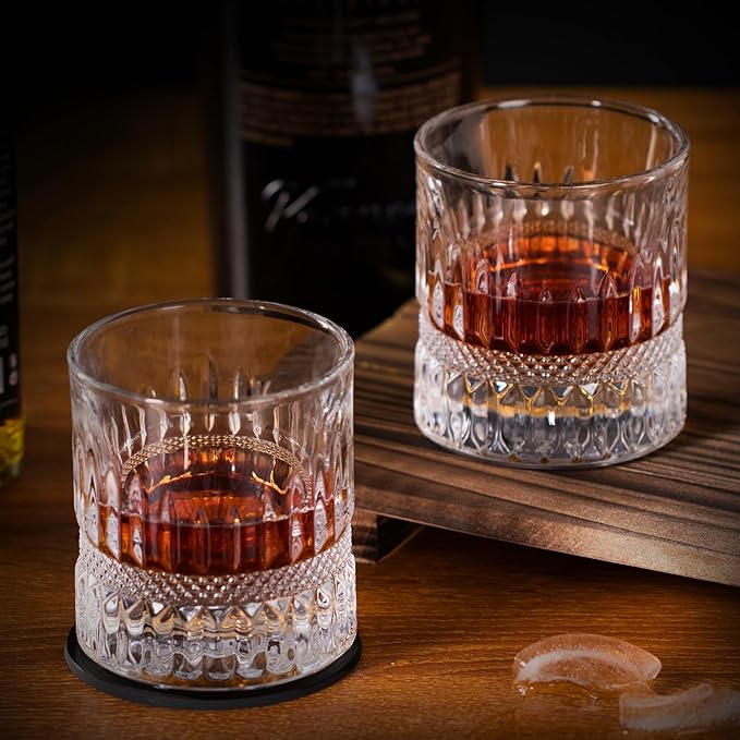 KAMMAK Whiskey Glass Set of 2, 7.05oz Old Fashioned wine Glass for Scotch, Cocktails, Rum, Vodka in Bar And Party Gifts for Men, Whisky Lovers, Wedding, Anniversary, Birthday-Ruum Studio Home