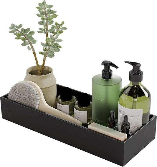 Black Bamboo Drawer Organizer - Silverware&Utensil Holder Organizer for Kitchen Drawers, Multi-Use Drawer Dividers Boxes for Bathroom Counter，Cabinet, Garage, Office Desk, Makeup, Jewelry (15"6"2.5")-Ruum Studio Home