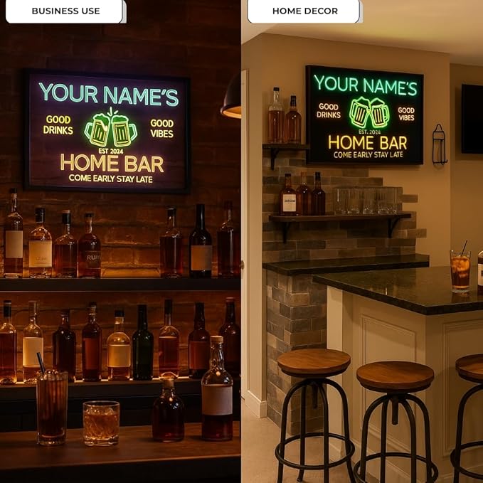 Personalized Guitar Bar Signs with Your Name for home wall light up with personalized pub name, man cave accessories, beer themed neon customizable lighted sign-Ruum Studio Home