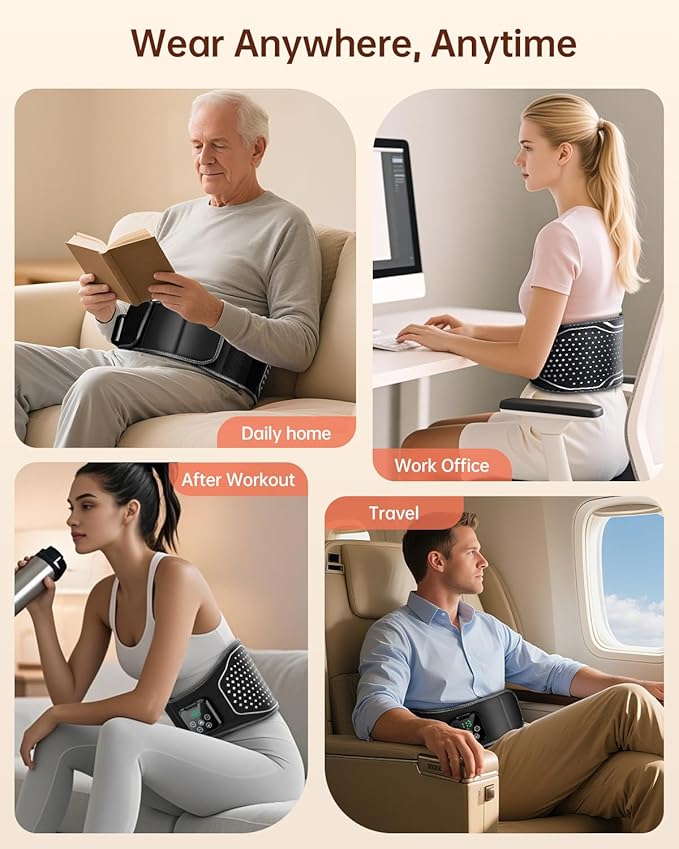 Lower Back Massager with Heat, Heating Pad for Back Pain Relief, Wrap Around Heating Pad with 4 Heat 3 Vibration, Adjustable Size, Touchscreen Control, Gifts for Women Men Mom Dad-Ruum Studio Home