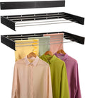 Wall Mounted Laundry Drying Rack, Retractable Clothes Drying Rack for Bathroom with Wall Template, 5 Stainless Rods Heaving 60 lb Capacity (Black, 40")-Ruum Studio Home