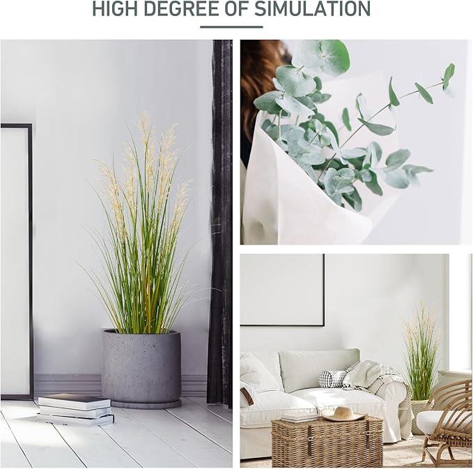 Artificial Plant, 47in Tall Pampas Grass, Faux House Plants in Pot, Indoor Decorative Flowers &Greenery for Home and Office, Ideal Housewarming Gift-Ruum Studio Home