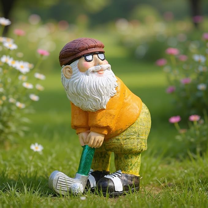 Elenon Golf Gnome Garden Statue Decorative, Adorable Flower Bed Decor Gnome Outdoor Decor, Funny Yard Patio Art Decor Dwarf Sculptures Table Ornament-Ruum Studio Home