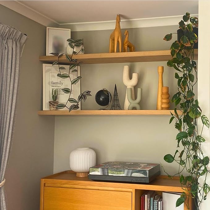 IAE Floating Wall Shelves 36 inch,Bathroom Shelves Wall Mounted,Invisible Shelves Floating Kitchen Shelves,Wooden Wall Shelves with Brackets for Living Room Wall Mounted,Easy Install,Set of 2,Natural-Ruum Studio Home