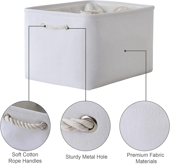 TheWarmHome Organization and Storage Basket for Shelves - Extra Jumbo 3 Pack 20.5x15.8x13.8 inch Cube Storage Bins for Toy Closet Box Home Organizer Gift (White)-Ruum Studio Home
