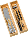 Kitchen Drawer Organizer Bins, Stackable Bamboo Deep Drawer Organizer for Silverware, Utensils, Cutlery, Flatware, Junk Drawer, Dresser, Bathroom, 12" x 3" x 2.5" (Set of 2)-Ruum Studio Home