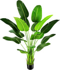 7.2ft Artificial Silk Bird of Paradise Palm Tree (85in) with 17 Trunks Faux Tree and Plastic Nursery Pot, Fake Plant for Office House Farmhouse Living Room Home Decor (Indoor/Outdoor)-Ruum Studio Home