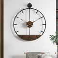 Modern Wood Walnut Dial Wall Clock, Large Simple Wall Decor Metal Frame Silent Non Ticking Clock for Living Room Decor, Kitchen, Bedroom, Study Decoration, Handmade Home Gift Idea, 26.4 in-Ruum Studio Home