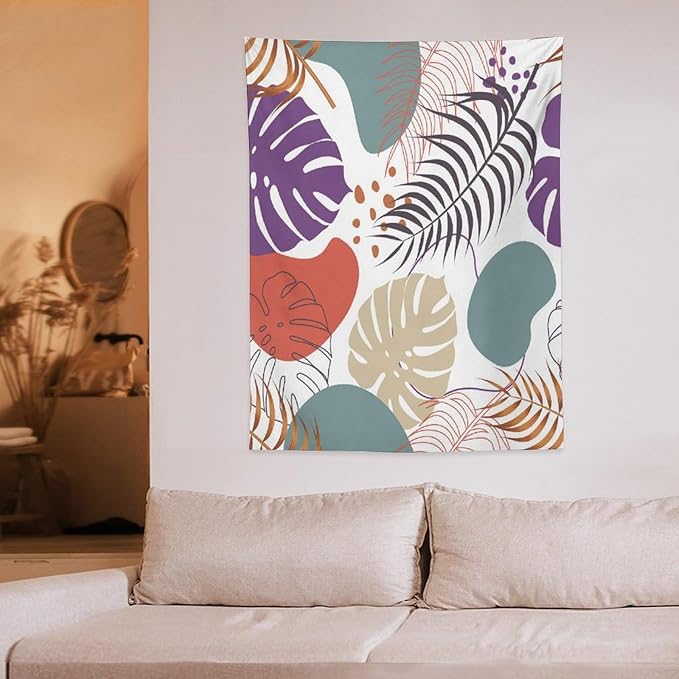 ICMOLYYENLO Tropical Green Leaves Tapestry, Exotic Leaves Beautiful Bedroom Wall Hanging, Floral Poster Blanket for Bedroom Living Room Dormitory Apartment 60x80 Inch-Ruum Studio Home