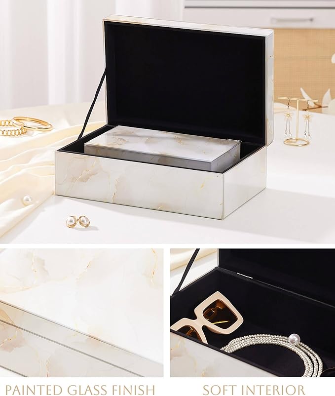 Homde Glass Decorative Storage Box: Set of 2 Boxes for Home Decor - Large Organizer with Lids for Decorations-Ruum Studio Home